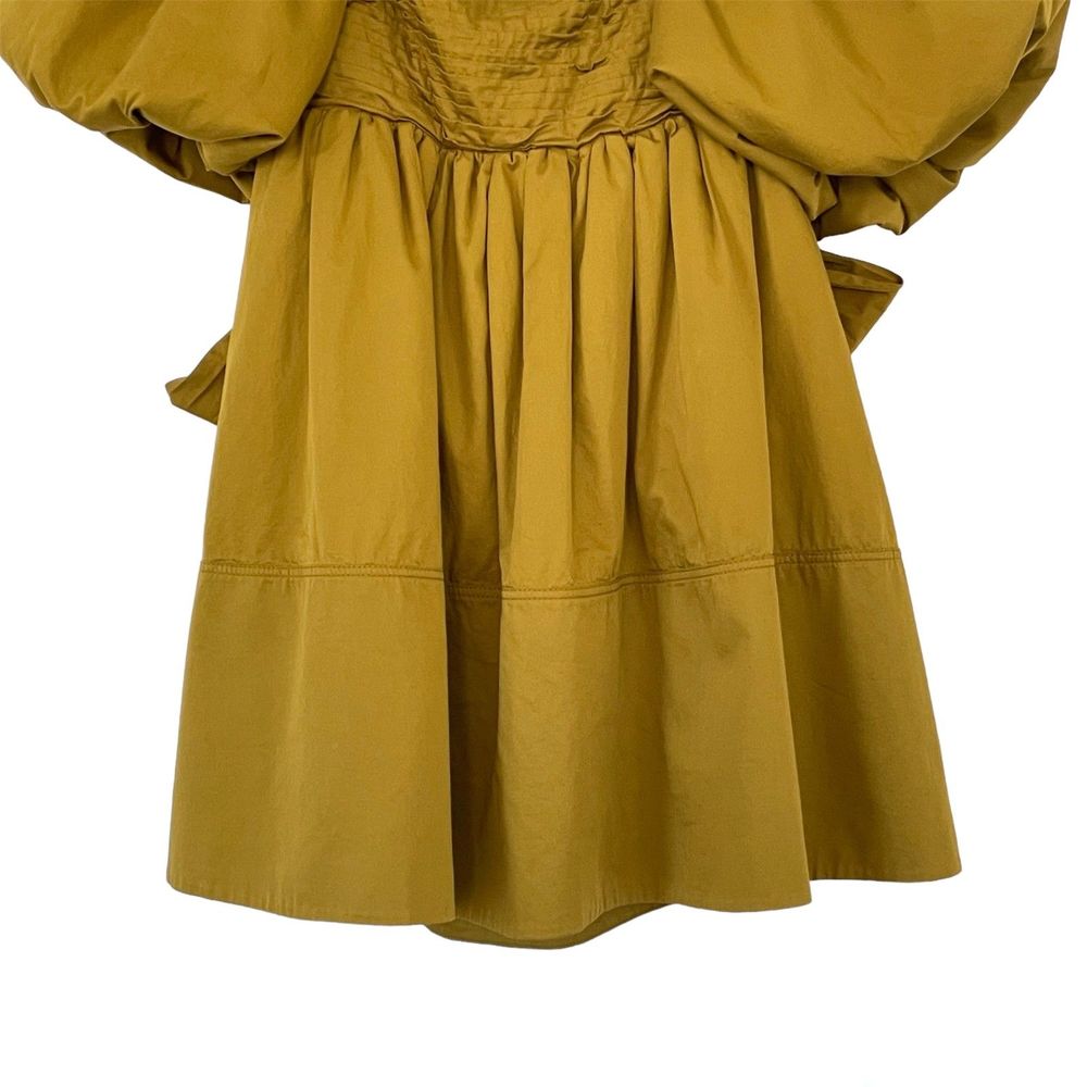 Aje Casabianca Puff Sleeve Bow Mini Dress Olive Green Smock Size AU 10 US 6 - Picture 4 of 16